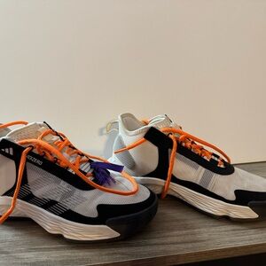 Adidas Stylish White and Black Sneakers with Orange Accents Basketball shoes